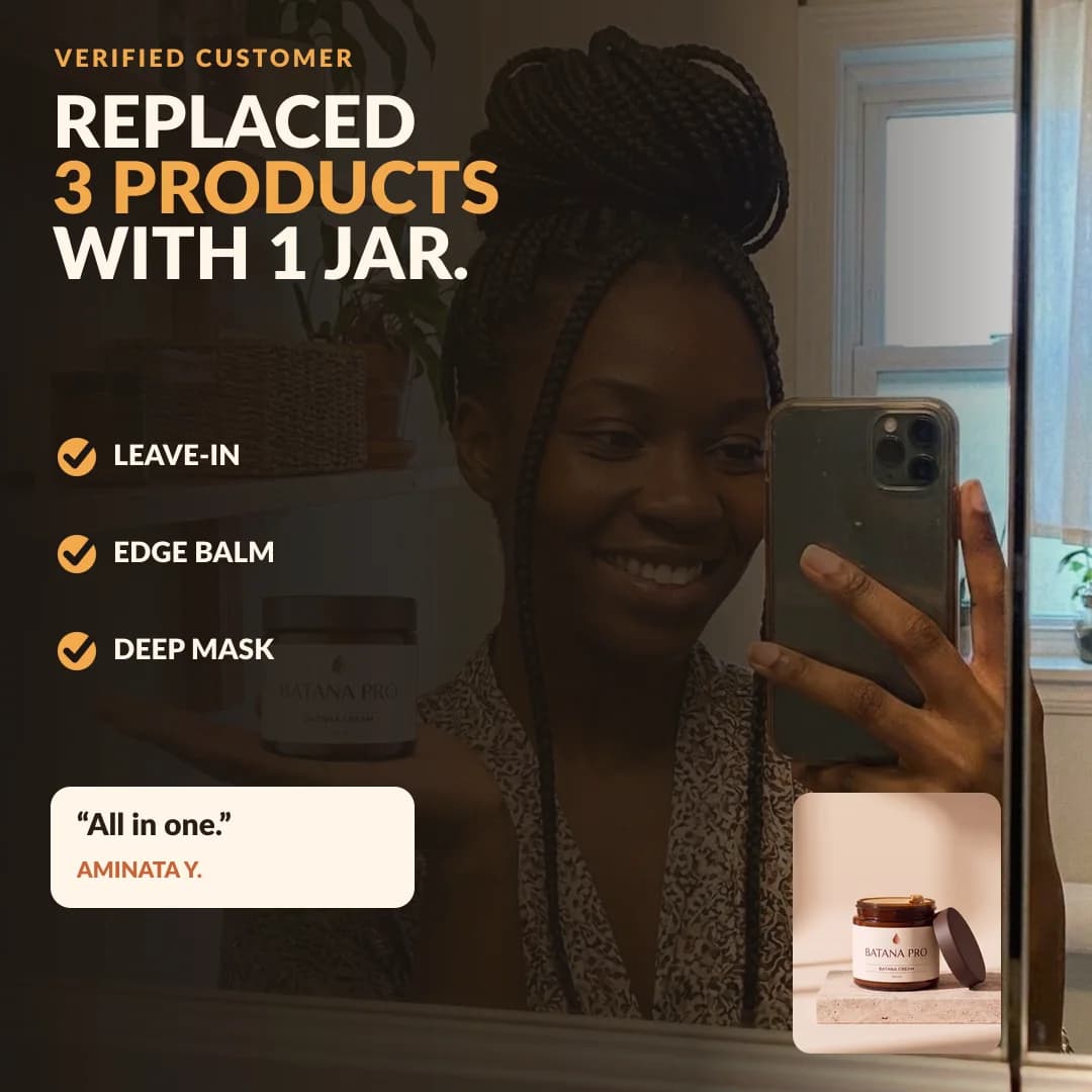 Three hair-care uses in one Batana Pro jar