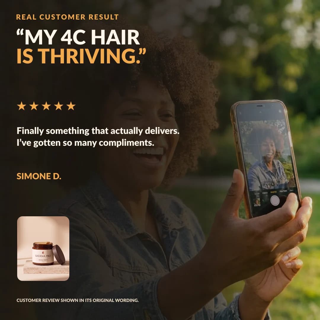 Simone’s five-star result for her 4C hair
