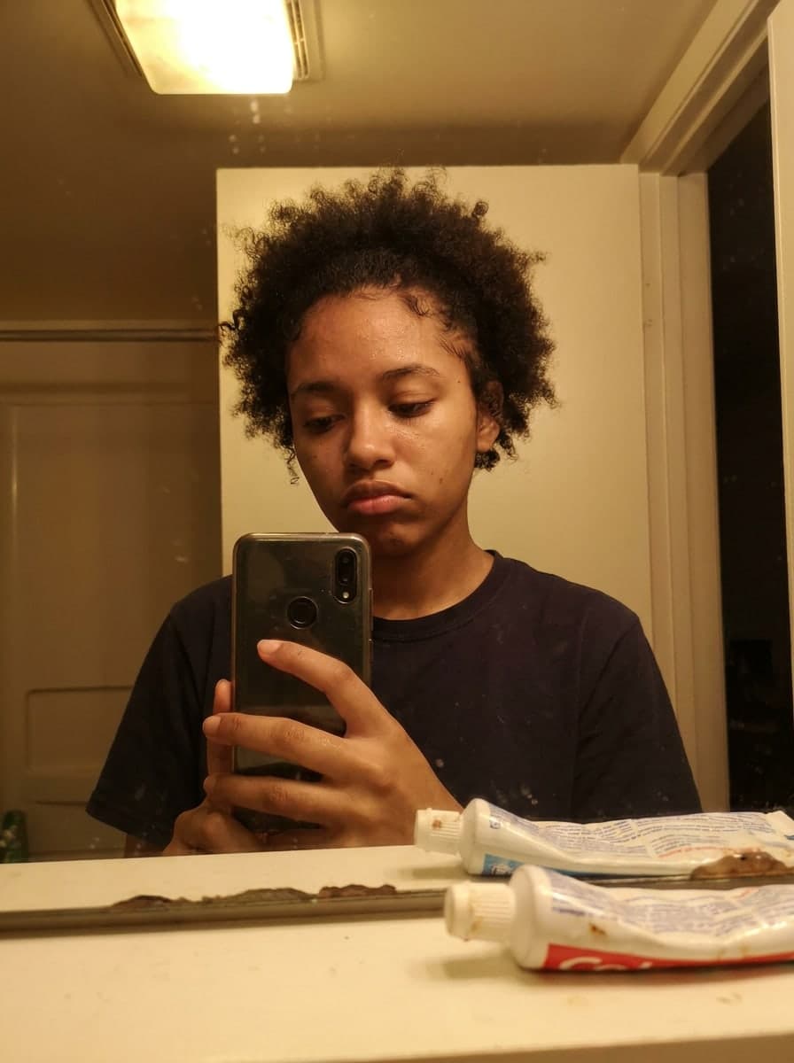 Fuller, rounder afro — Before